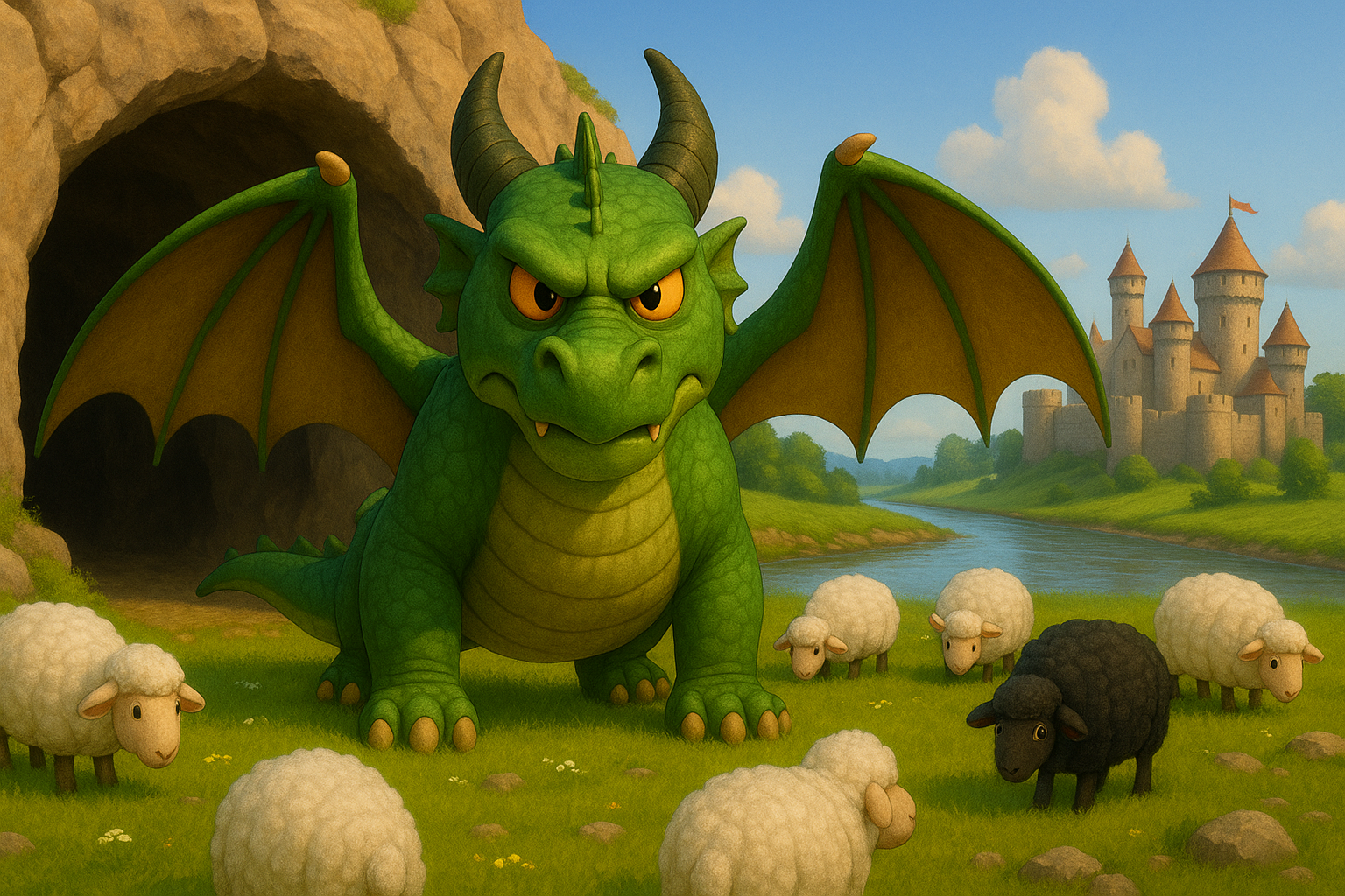 Smok Wawelski zjada owce