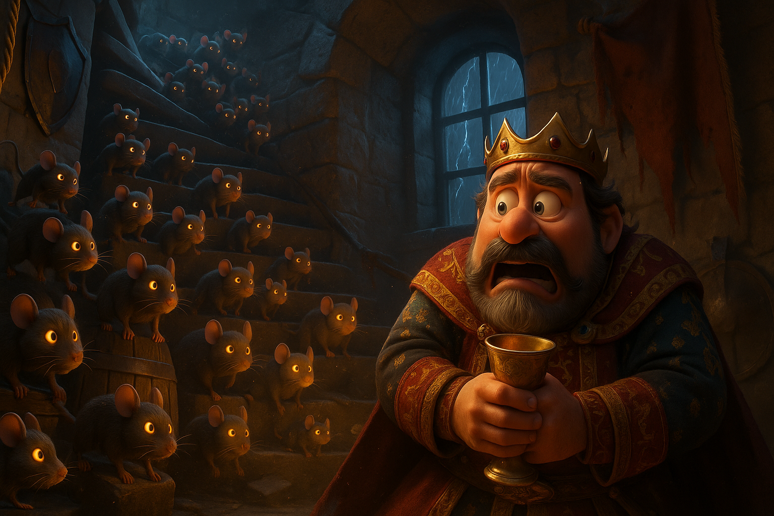 Król Popiel uciekający przed myszami