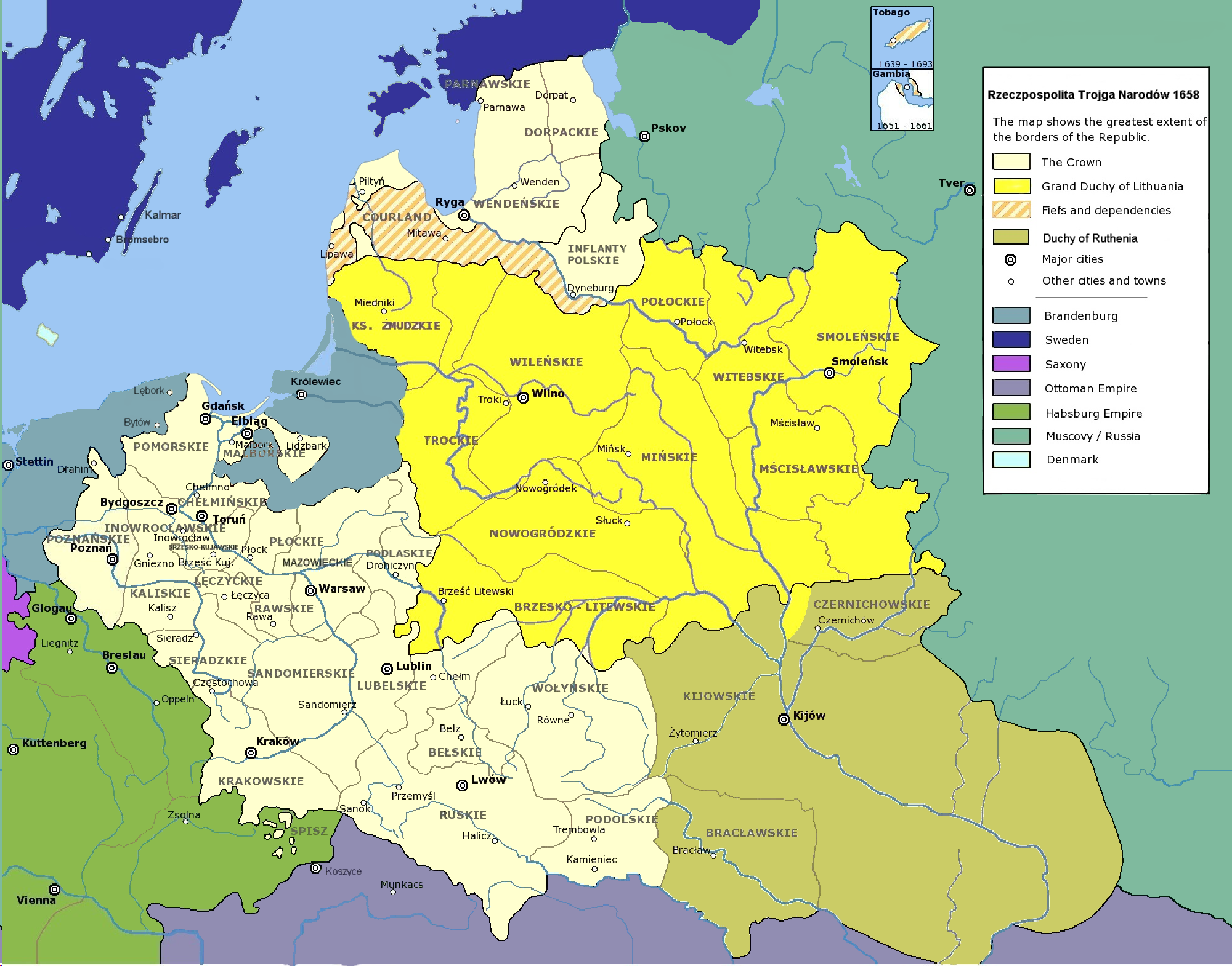 Rzeczpospolita Trojga Narodów - mapa