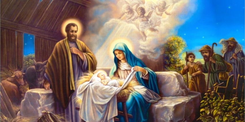 Św. Józef i Maryja opiekują się dzieciątkiem Jezus