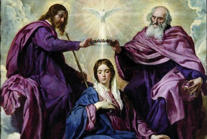   Diego Rodríguez de Silva y Velázquez, „Koronacja Maryi”, olej na płótnie, ok. 1635, Muzeum Prado, Madryt