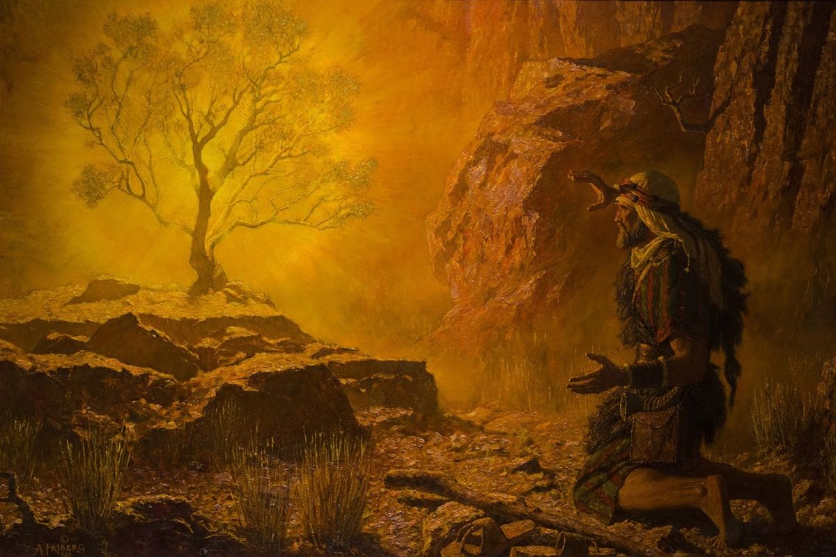 Mojżesz i płonący krzew - Arnold Friberg