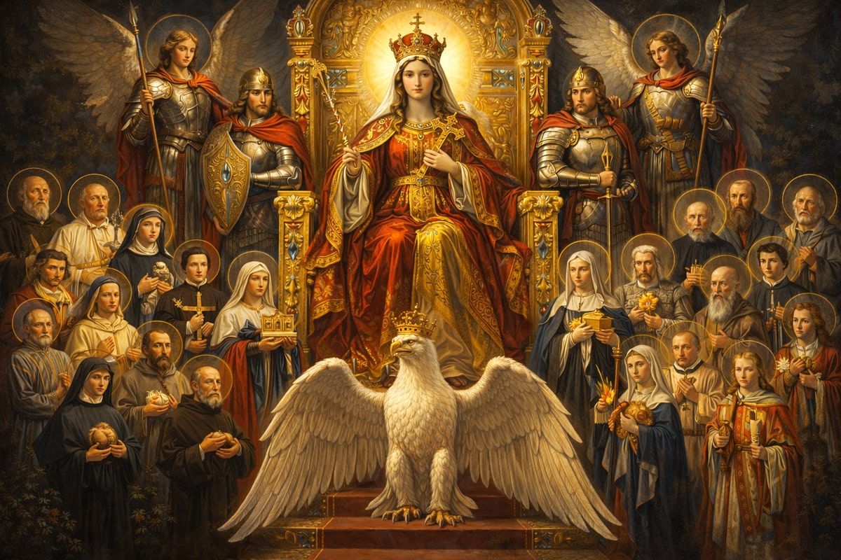 Najświętsza Maryjna Królowa Polski w otoczeniu Aniołów i Świętych