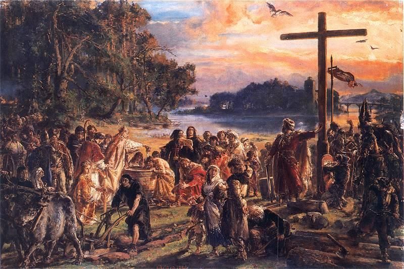 Zaprowadzenie chrześcijaństwa R.P. 965 - obraza Jan Matejko 